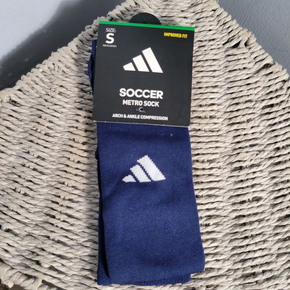 Adidas Metro VI Soccer Youth Socks - Navy Blue Size Small (2Y-5Y)